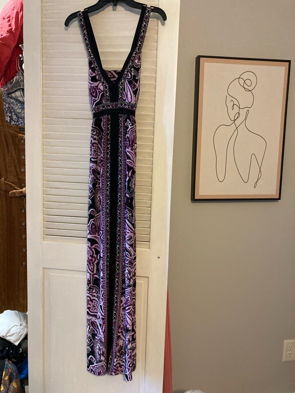 INC International Concepts Purple and Black Paisley Maxi Dress